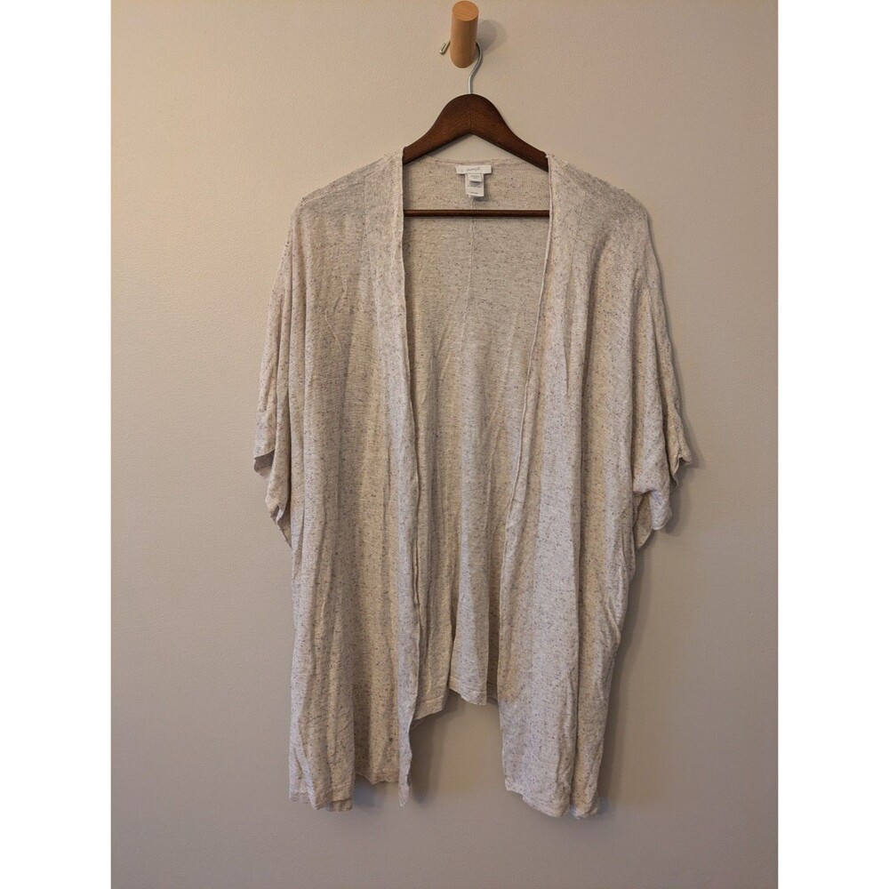 J Jill Pure Jill Open Front Linen Silk Blend Cardigan Cream Speckled XS/S